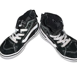 VANS Sk8-Hi Toddler Size 6‎ Shoes Black White Canvas Sneakers Kids Unisex